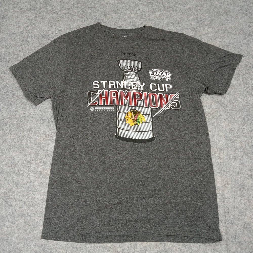 Chicago Blackhawks Shirt Mens Medium NHL Hockey Reebok Stanley Cup Champions